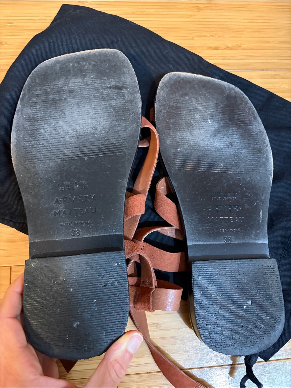 Matteau rust brown leather strappy sandals - Picture 3 of 6